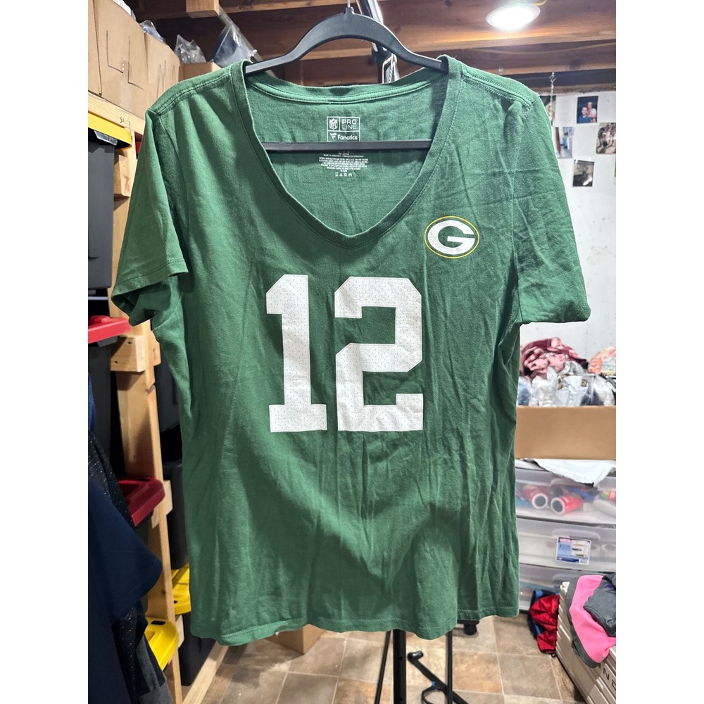 NFL Pro Line Fanatics Green Bay Packers Aaron Rodgers 12 V-Neck T-Shirt Green L